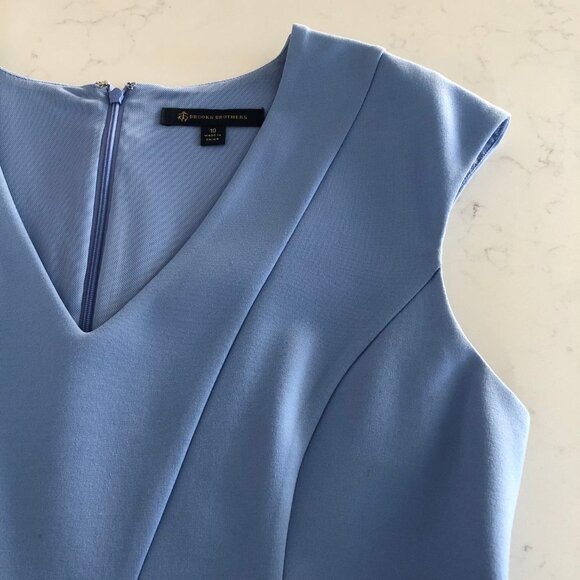 Brooks Brothers V Neck Sleeveless Lined Midi Dress Periwinkle Blue Sz 10 NWOT - Picture 12 of 16